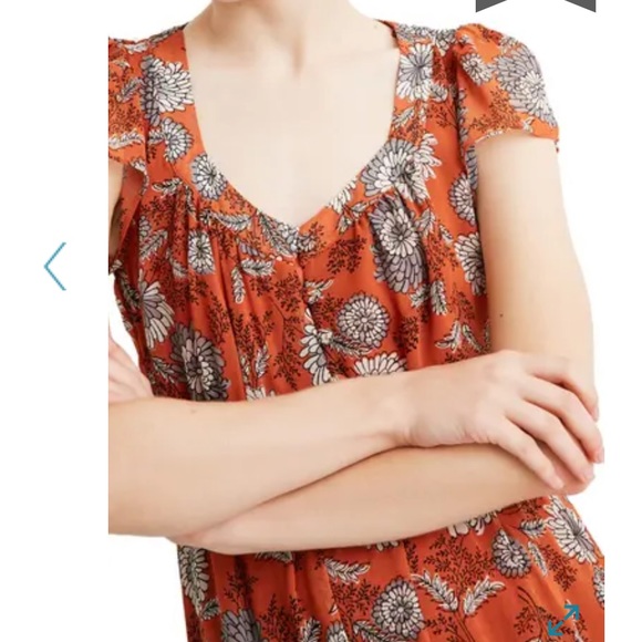 Madewell Button Front Midi Dress Gathered Blooms Sheer Puff Romantic Floral - Picture 7 of 15